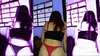 beautiful brunette dancing with big ass in homemade funk