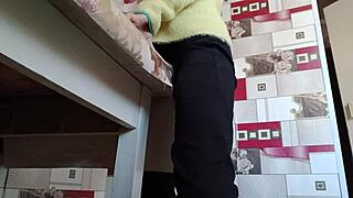 stepsister masturbates solo with intense multiple orgasms in jeans