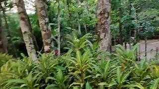 outdoor creampie with horny filipina, nearly caught in action