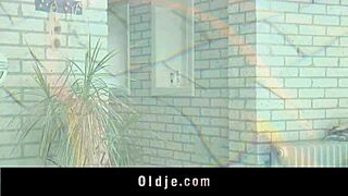 sweet redhead teen sucks old cock at poolside