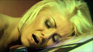 Blonde milf modeling lingerie with heels and stockings