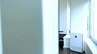 Skinny Brunette Bent Over And Drilled!