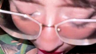 this girl with a split tongue deepthroats me and lets me cum on her face