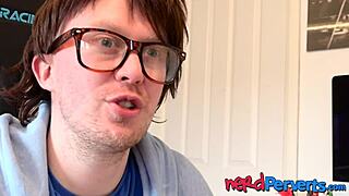 Nerdy Dude Tricks Wannabe Pornstar Into Sucking His Monster Cock