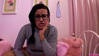 Skinny femdom caught skinny dipping in POV CFNM fantasy, dominating the scene