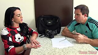 Slutty Tgirl Melyna Merli Gets Double Fucked and Cum Filled