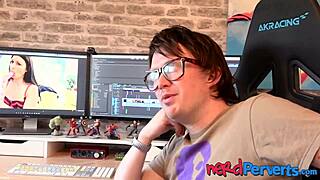 Nerdy Dude Tricks Wannabe Pornstar Into Sucking His Monster Cock