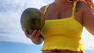 Young Babe Flashes Swollen Pussy Lips In Ripped Bikini On Beach