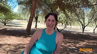 mature spanish milf emmita stuns in her porn debut with a young 18+ guy outdoors