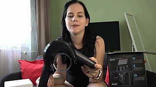 Mistress Anna Unpacks and Reviews XSpaceCup Masturbator Then Milks Slave