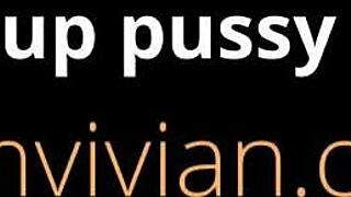 closeup masturbation of shaved pussy in red pantyhose