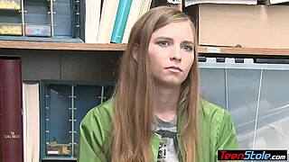 Unusual dirty strip search of teen 18+ by mall cop, clothes ripped, small tits exposed