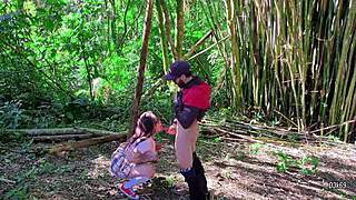 Tattooed Girl Skips School Trip to Suck Teacher in Forest