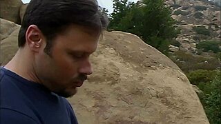 The blonde milf mom steps outdoors in lingerie, giving blowjob and getting fucked with anal fingering, ending in cumshot facial.