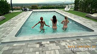 my titty pool party babes anal lovers foursome