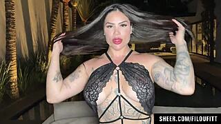 Inked Brazilian Thawany Alves bouncing and drilled by Filoufitt