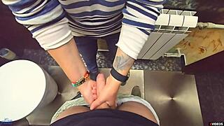 Stranger cum in my panties in restaurants toilet amateurs pov cumshot creampie masturbation cum close up milf