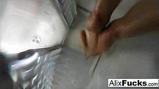 Alix Lynx hops in the shower after some quick sex