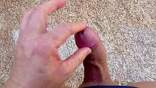 amateur masturbates huge cock in garage