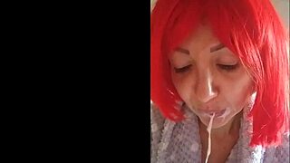 chantal fills her mouth with toothpaste while brushing