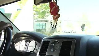 LONDON SPRINKLES HIS NATURAL BIG TITS WITH OIL AND GETS SUCKED OFF