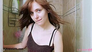 sweet teen 18+ brunette took a shower during photoshoot