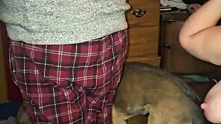 big milf with boobs giving blow job in intriguing way