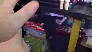 Kandy Kane, the chubby BBW housewife, gives a homemade blowjob with her big tits.