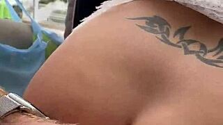 Masturbating with lisa on croatian holiday balcony in public flashing her ass