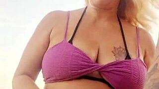 Flashing Naughty Talk at Beach with Slutty Friend Before Deflowering a Newbie