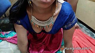 Hot saree blouse SEX in clear Hindi audio with wild pussy LICKING