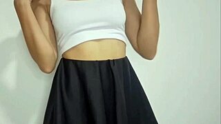 Crazy sexy latina with big ass wildly touches and satisfies herself in bedroom with toys