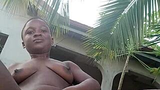 Crazybitch Teases Wildly at Step Dad's Mansion Outdoors