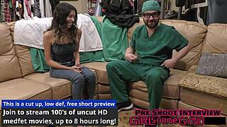 doctor tampa explores aria nicole's shaved urethra backstage