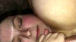 Cumming in wife's face during slow motion handjob