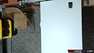 Female mall cop milf subtly blackmails a young 18+ guy into office sex at work with hints of power play