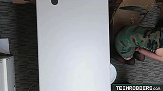 Petite Teen Shoplifter Eden Sin Sucks And Swallows Guard's Cock At Office.