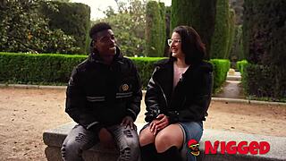 from virgin at 18 to experiencing hard interracial sex: brunette babybel with big tits rides and blows in cowgirl