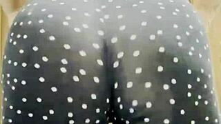 blonde bombshell shakes big natural tits and ass in leggings