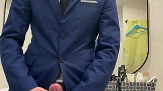 Hot daddy feels intense pleasure jerking his monster cock