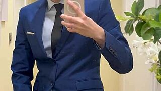 Hot daddy feels intense pleasure jerking his monster cock