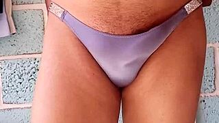 I'm wearing my lover's shiny blue panties