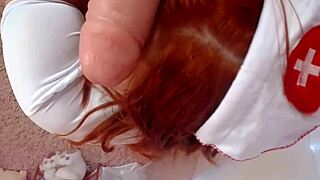 naughty english nurse giving a tit wank in hospital