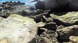 african prostitute shows her good ass on the nudist beach.