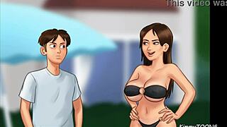 in summertime saga, stepbro and stepsis engage in risky public pool encounter
