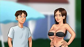 in summertime saga, stepbro and stepsis engage in risky public pool encounter