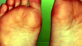 White girl showing her feet in socks for cash payment