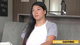 Latina babe with massive boobs gets titty fucked at amateur casting.