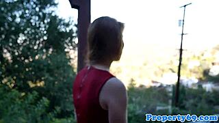 redhead realtor rides cock during house viewing