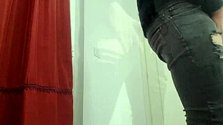 ansima rubs on stool stripping slowly to cum hard